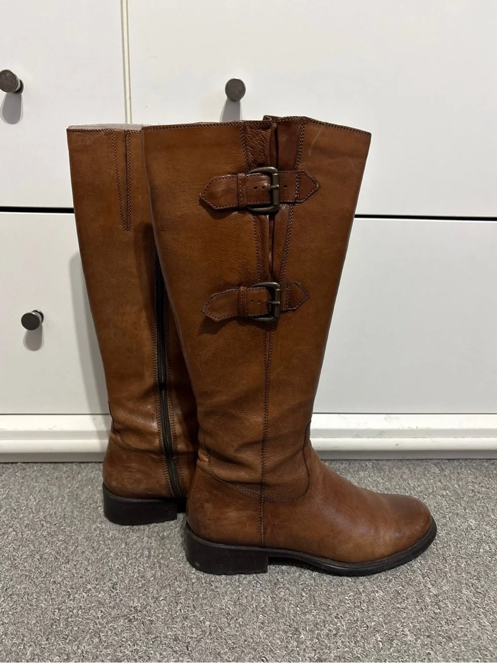 Clarks Mullin Spice Tan Leather Riding Boots